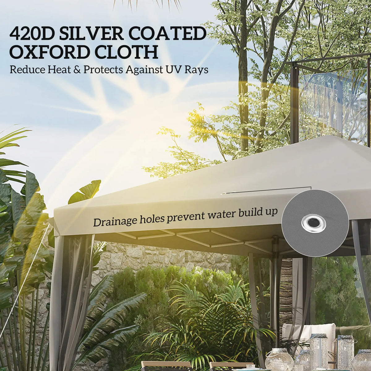 10' x 10' Pop Up Canopy Tent, Foldable With Zipper Mesh Sidewalls, Light Grey Pop Up Canopies at Gallery Canada