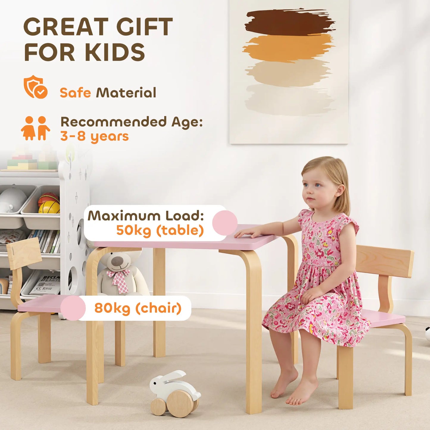Kids Table and 2 Chair Set, Multi-Activity Furniture, Pink Kids Table Sets at Gallery Canada
