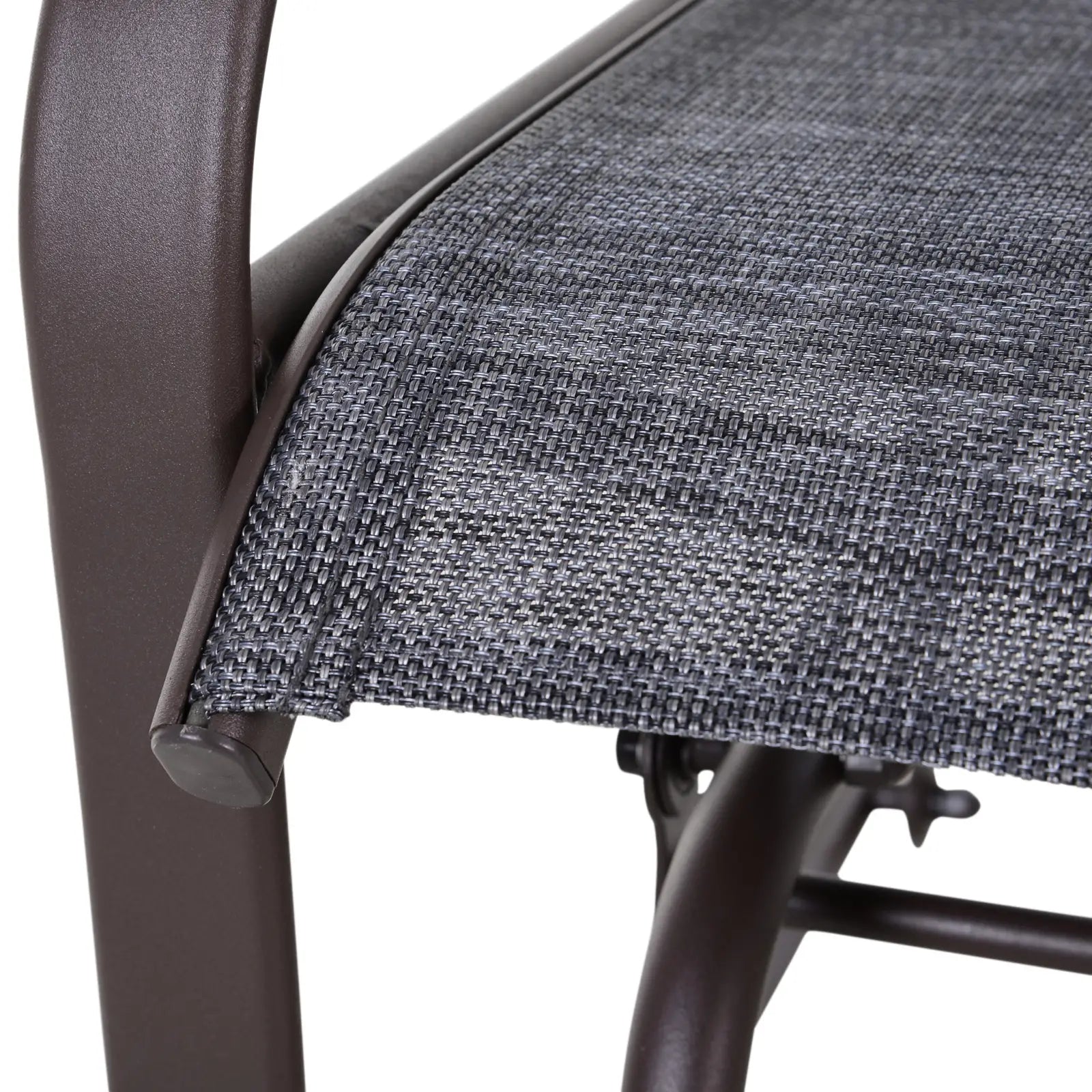 3 Piece Patio Glider Set, Mesh Seat, Glass Top Table, Grey Outdoor Gliders at Gallery Canada