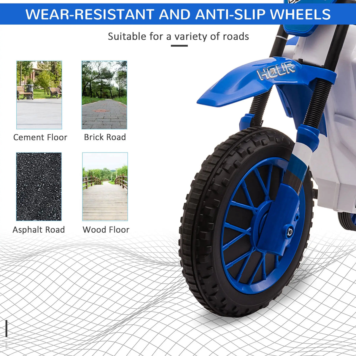 Kids Dirt Bike, 12V Battery, Training Wheels, Blue Electric Motorcycles at Gallery Canada