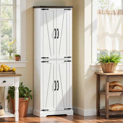 72" Pantry Cabinet, Farmhouse Kitchen Storage, Adjustable Shelves, White Kitchen Pantry Cabinets at Gallery Canada