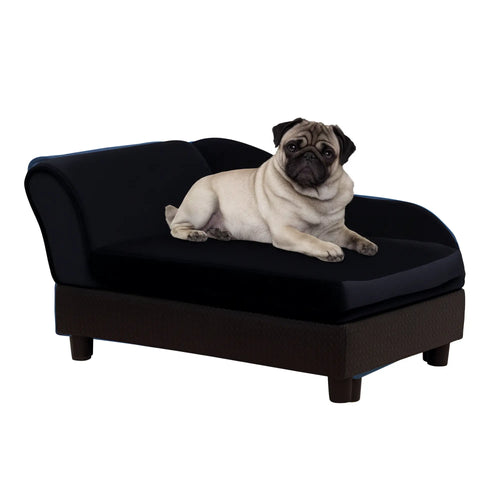 Small Pet Sofa, Dog Couch with Storage, Sponge Cushioned Bed, Black
