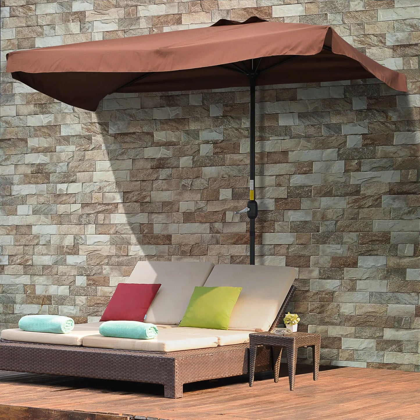 7.5ft Half Umbrella, Crank Handle, Top Vent, Coffee Sun Umbrellas at Gallery Canada
