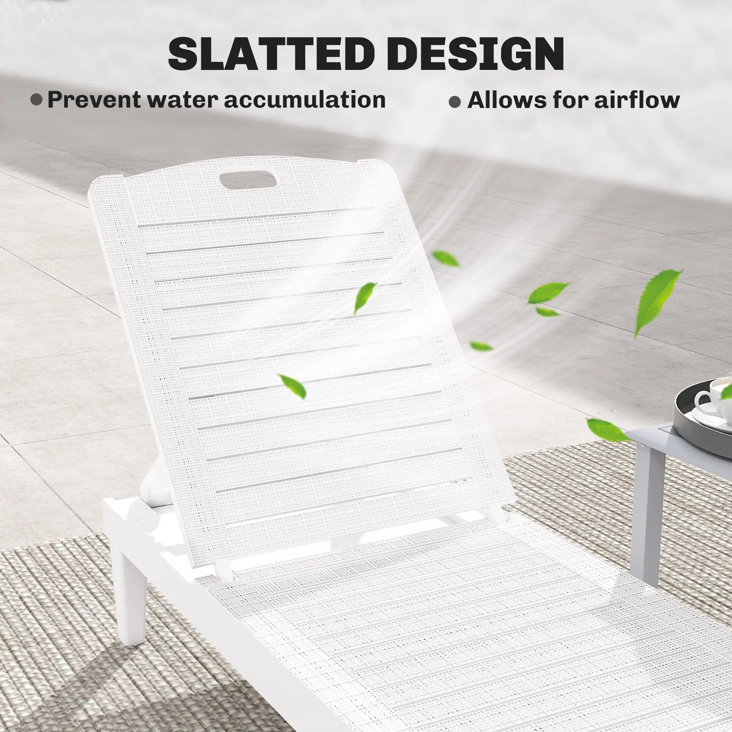Waterproof Resin Lounge Chairs, Set of 2, 4-Position Adjustable Backrest, White Lounger Chairs at Gallery Canada