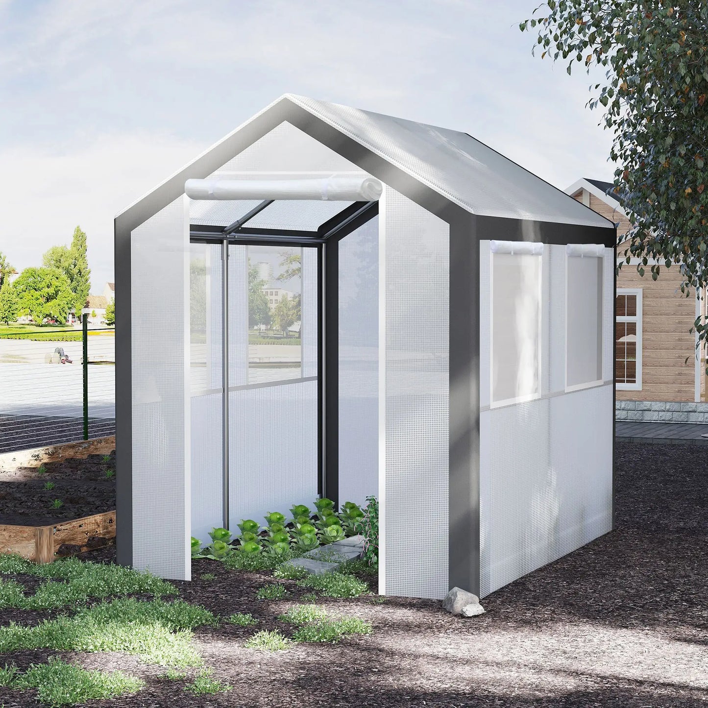 8' x 6' x 7.5' Walk-in Greenhouse, Outdoor Plant Growth Tent, White Walk In Greenhouses at Gallery Canada