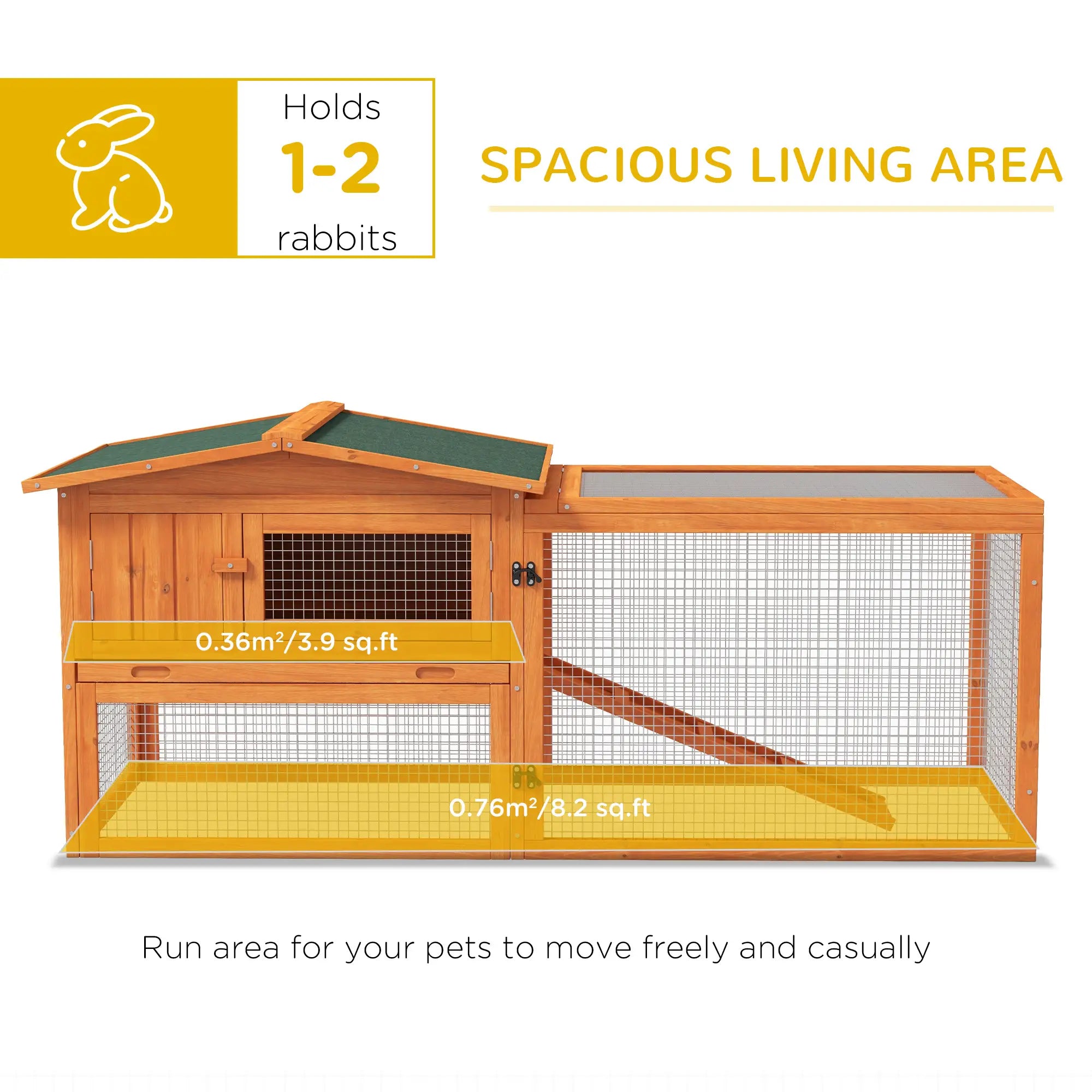 Wooden Rabbit Hutch, Guinea Pig House, Removable Tray, Openable Roof, Orange Rabbit Hutch at Gallery Canada