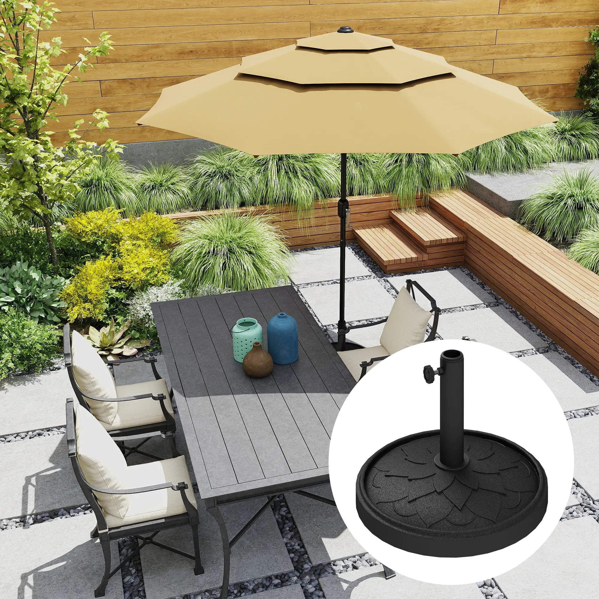 Round Patio Umbrella Base, 26 lbs Resin Stand, Black Umbrella Bases at Gallery Canada