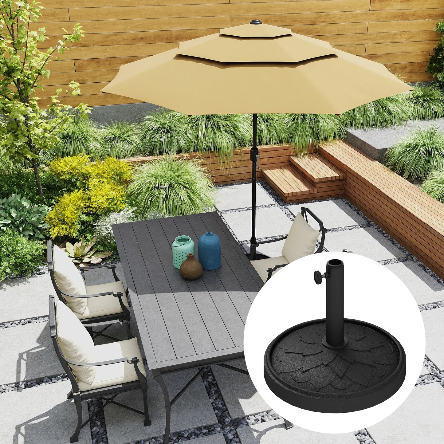 Round Patio Umbrella Base, 26 lbs Resin Stand, Black Umbrella Bases at Gallery Canada