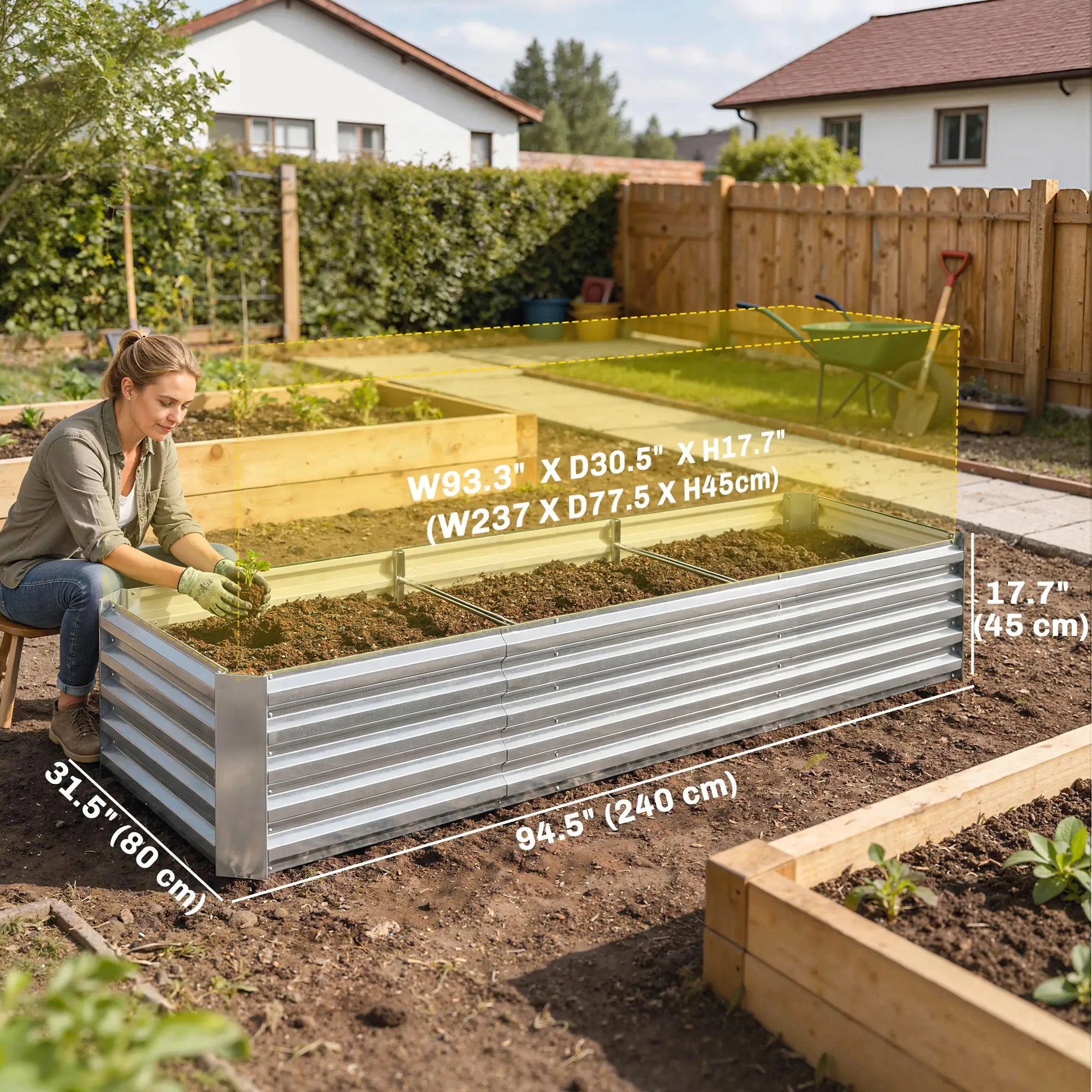 8 x 2.6 x 1.5ft Galvanized Raised Garden Bed, Reinforced Planter Box, Silver Galvanized Planter Boxes at Gallery Canada