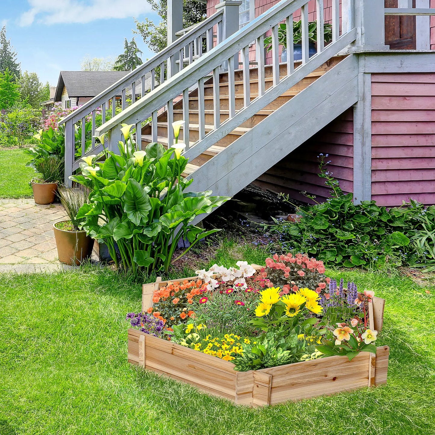 39" x 36" Hexagon Planter Box, Raised Garden Bed, Herb Garden Wooden Planter Boxes at Gallery Canada