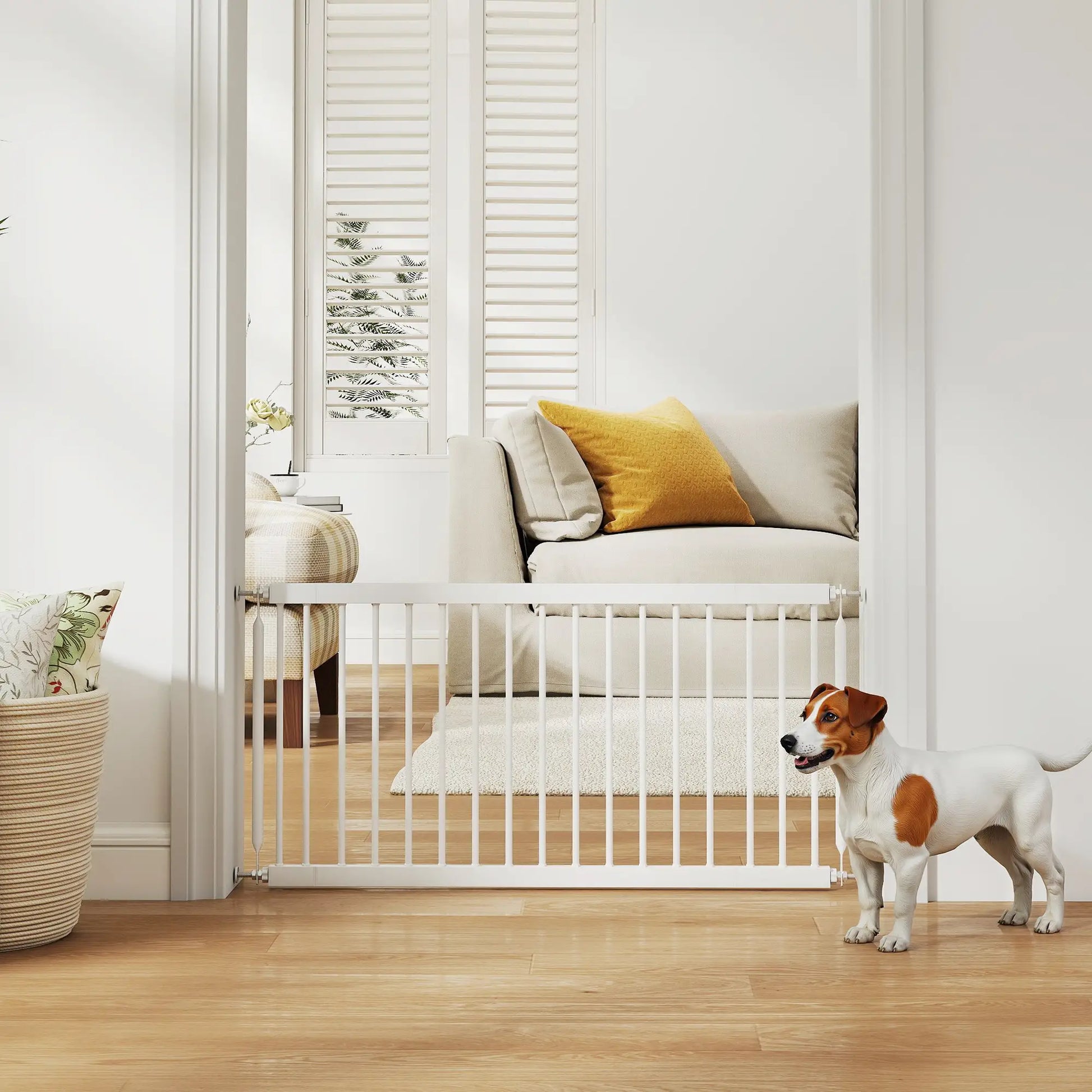 26-37 Inch Dog Gate, Adjustable Pet Gate, 18 Inch Tall, White Pet Gates at Gallery Canada
