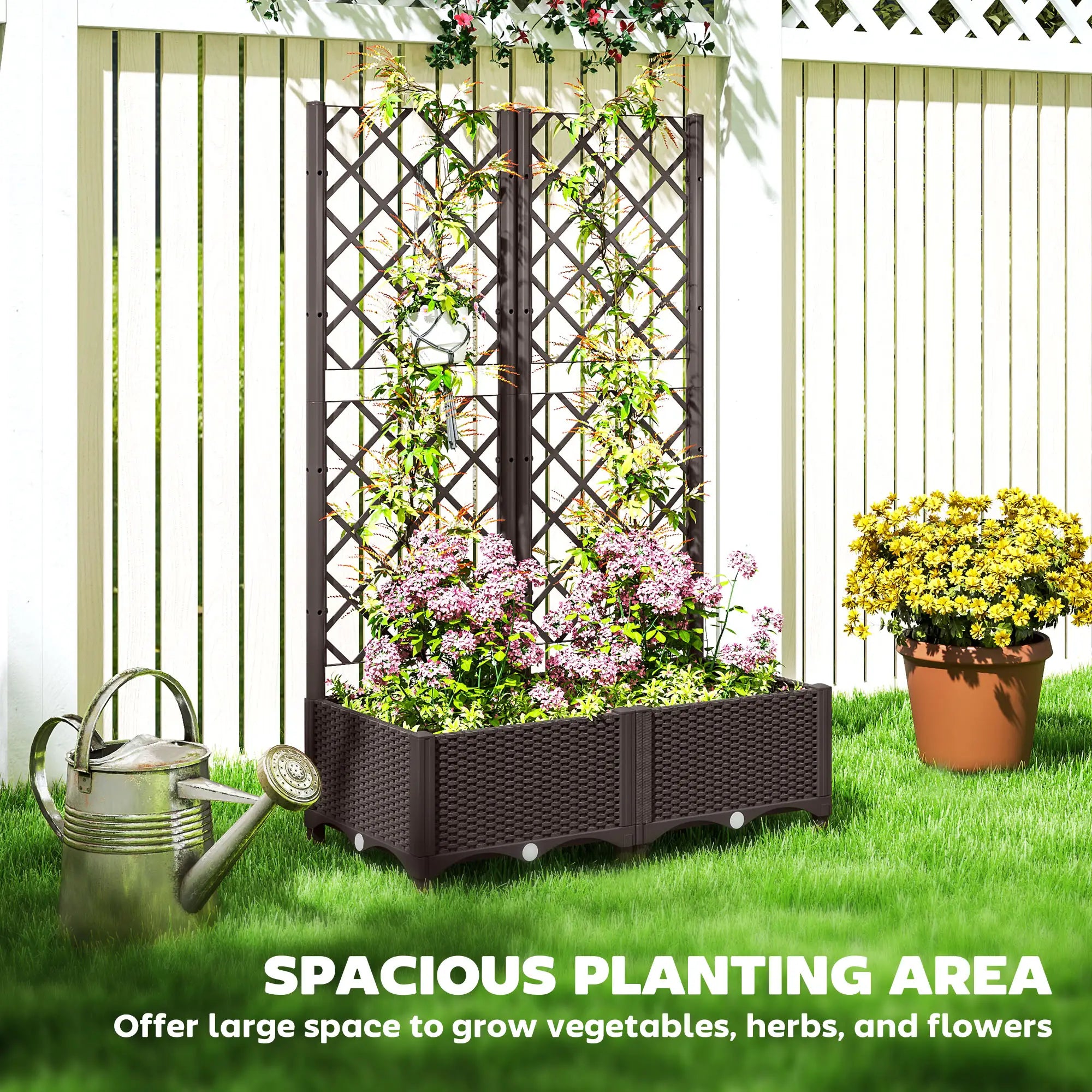 Plastic Raised Garden Bed With Trellis, Drainage Holes And Plugs Raised Garden Beds at Gallery Canada