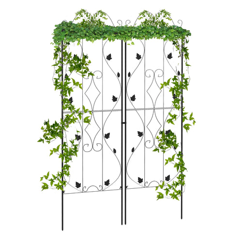 Metal Trellis Set of 2, Garden Climbing Plant Support, Leaf Design
