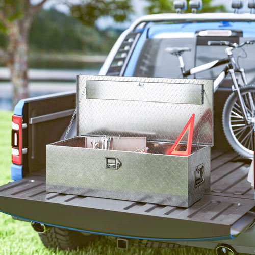 30 Inch Truck Bed Tool Box, Heavy Duty Aluminum Diamond Plate Trailer Tongue Box
