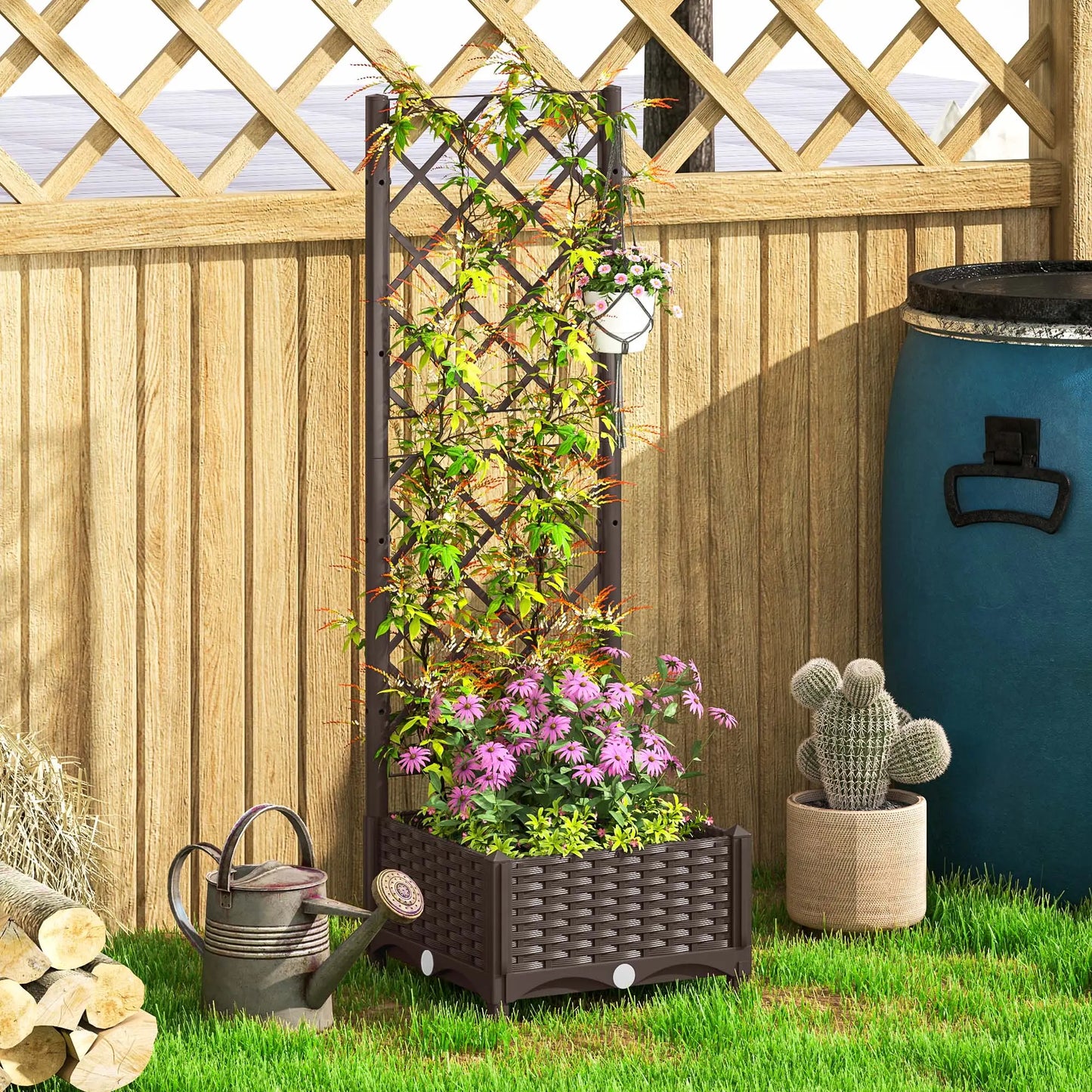 Raised Garden Bed with Trellis, Plastic, 16" x 16" x 48", Drainage Holes Raised Garden Beds at Gallery Canada