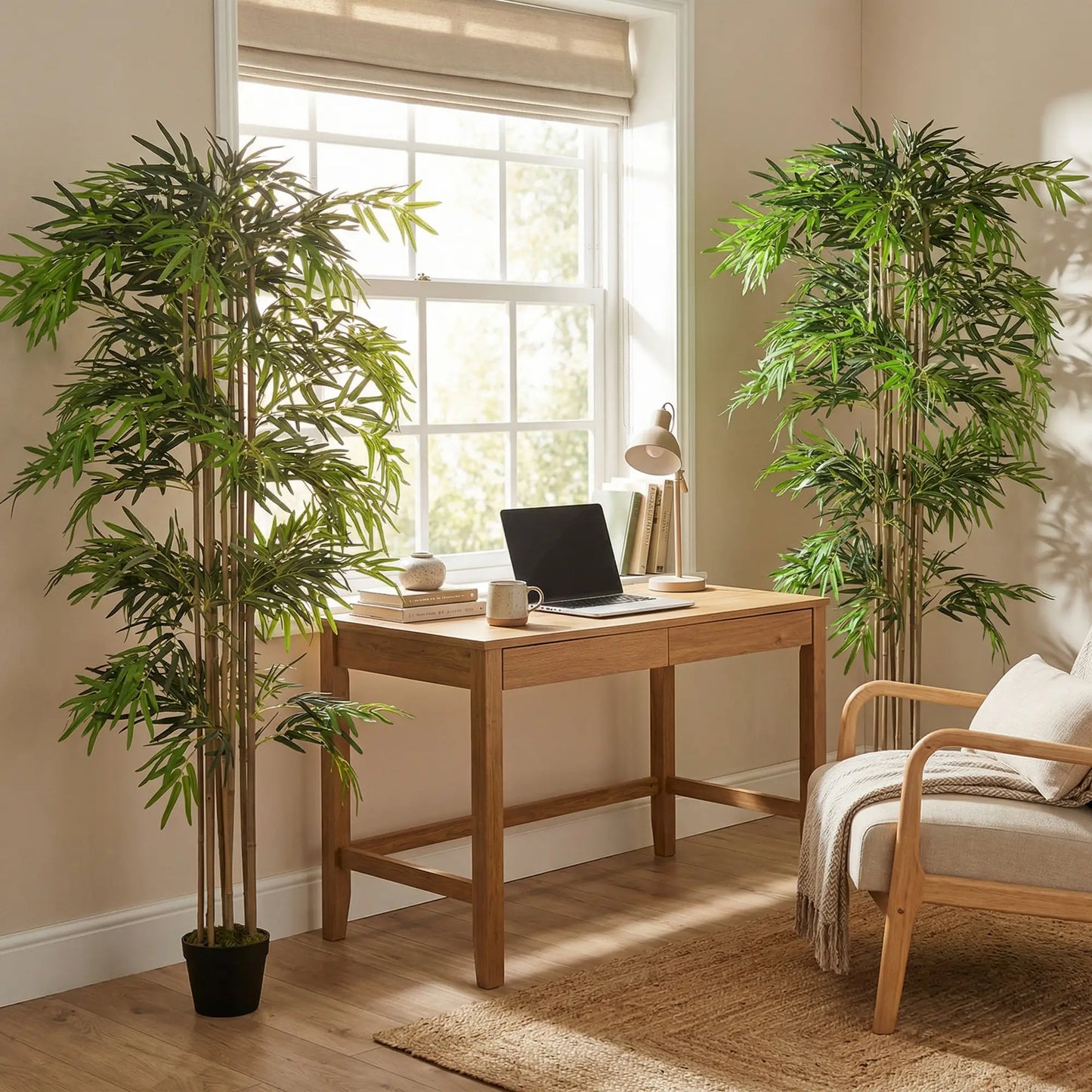 6FT Artificial Bamboo Tree Set Of 2, 1530 Leaves, Green Artificial Trees at Gallery Canada