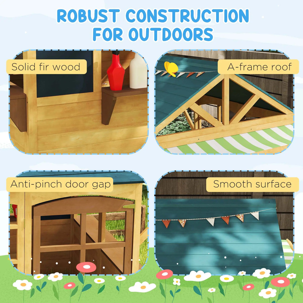 Foldable Wooden Playhouse for Kids, Snack Bar, Working Door, Brown Play Houses at Gallery Canada