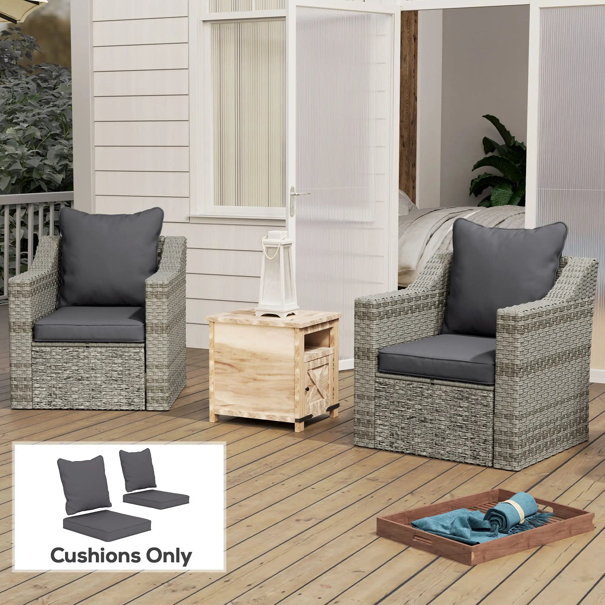 Seat Cushion Back Pillows Set of 2, Patio Chair Cushions, Dark Grey Patio Chair Cushions at Gallery Canada