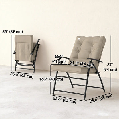 2 Outdoor Folding Chairs, Adjustable Backrest, Padded Camping Chairs, Khaki Patio Chairs at Gallery Canada