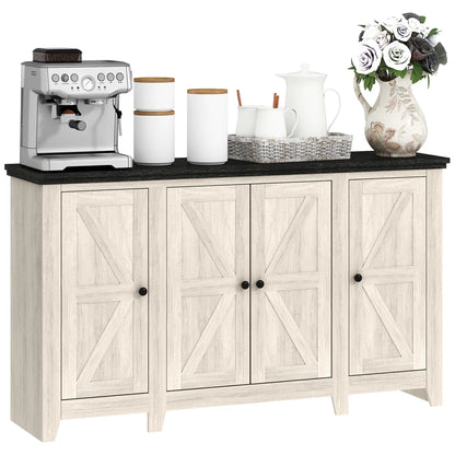 Rustic Sideboard, Buffet Cabinet, Adjustable Shelves, White Wood Grain, White Storage Cabinets at Gallery Canada