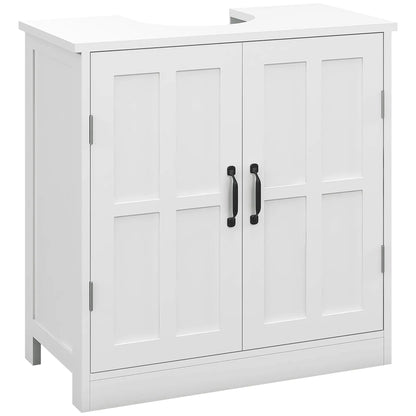 Pedestal Under Sink Cabinet, Bathroom Vanity Storage, Double Doors, Adjustable Shelf, White Bathroom Cabinets White at Gallery Canada
