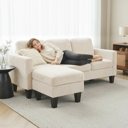 L Shaped Sectional Sofa, With Chaise Or Ottoman, Cream White 3-Seater Sofas at Gallery Canada
