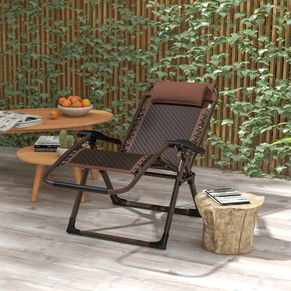 Outdoor Zero Gravity Chair, Folding PE Rattan Recliner, Brown Lounger Chairs at Gallery Canada