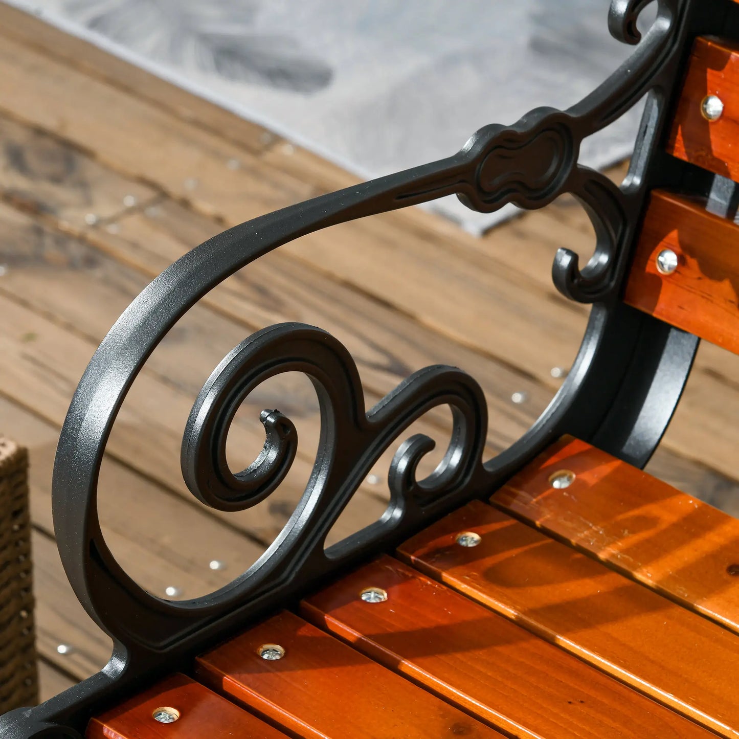 47 Inch Outdoor Garden Bench, Patio Loveseat, 528 lbs. Capacity, Teak Color Outdoor Benches at Gallery Canada