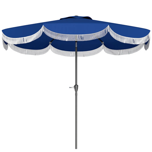 9FT Patio Umbrella, UPF 30+, Crank, 8 Ribs, Push Button Tilt, Blue Patio Umbrellas Blue at Gallery Canada