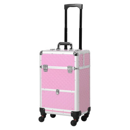 Portable Aluminum Makeup Train Case, Rolling Cosmetic Organizer, 4 Wheels, Pink Makeup Cases at Gallery Canada