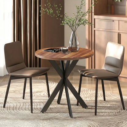 29" Round Dining Table, Walnut Finish, Steel Legs Dining Tables at Gallery Canada
