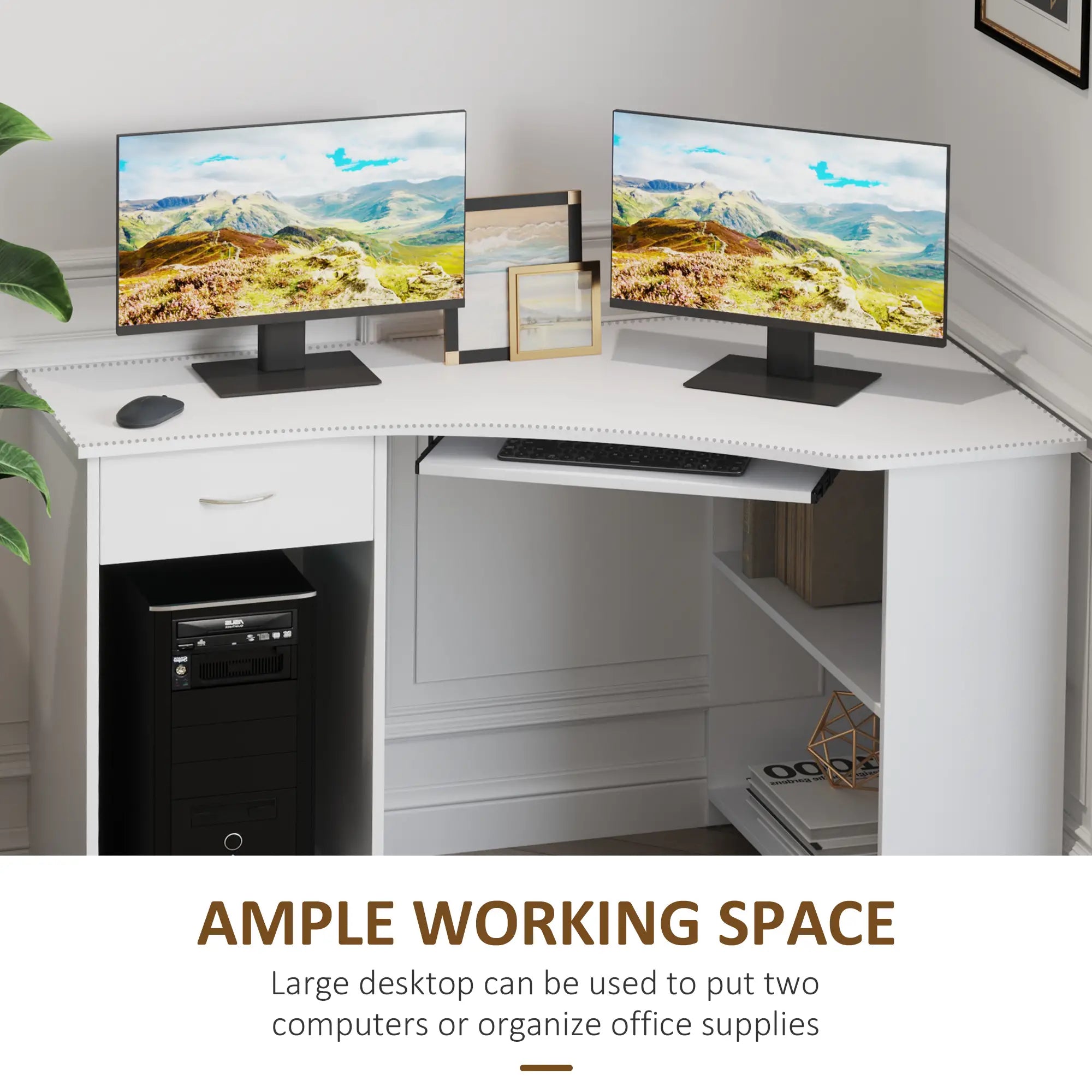 L-Shaped Computer Desk, File Cabinet Set, White Computer Desks at Gallery Canada