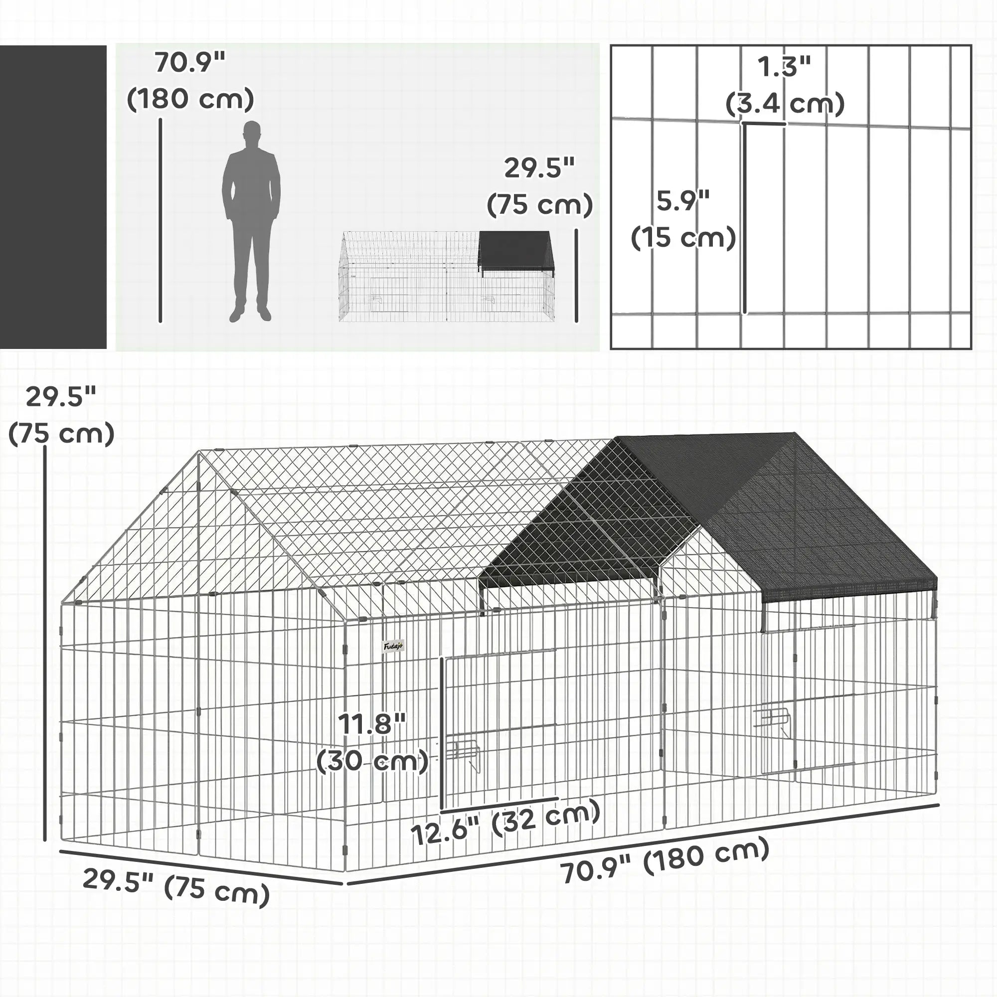 Metal Chicken Coop With UV-Resistant Cover, 71