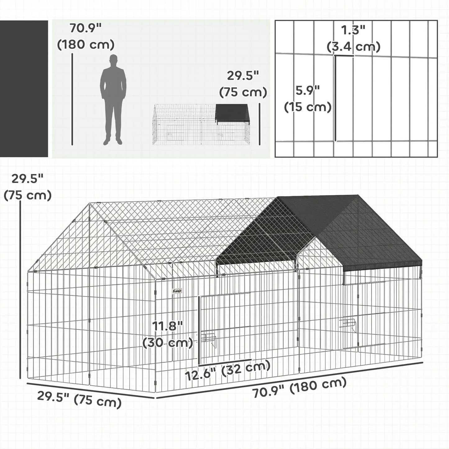 Metal Chicken Coop With UV-Resistant Cover, 71" x 29.5" x 29.5", Black Chicken Coops at Gallery Canada