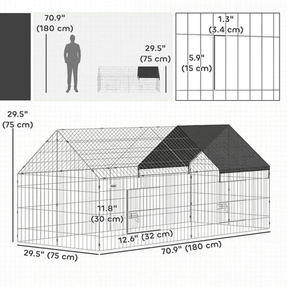 Metal Chicken Coop With UV-Resistant Cover, 71" x 29.5" x 29.5", Black Chicken Coops at Gallery Canada