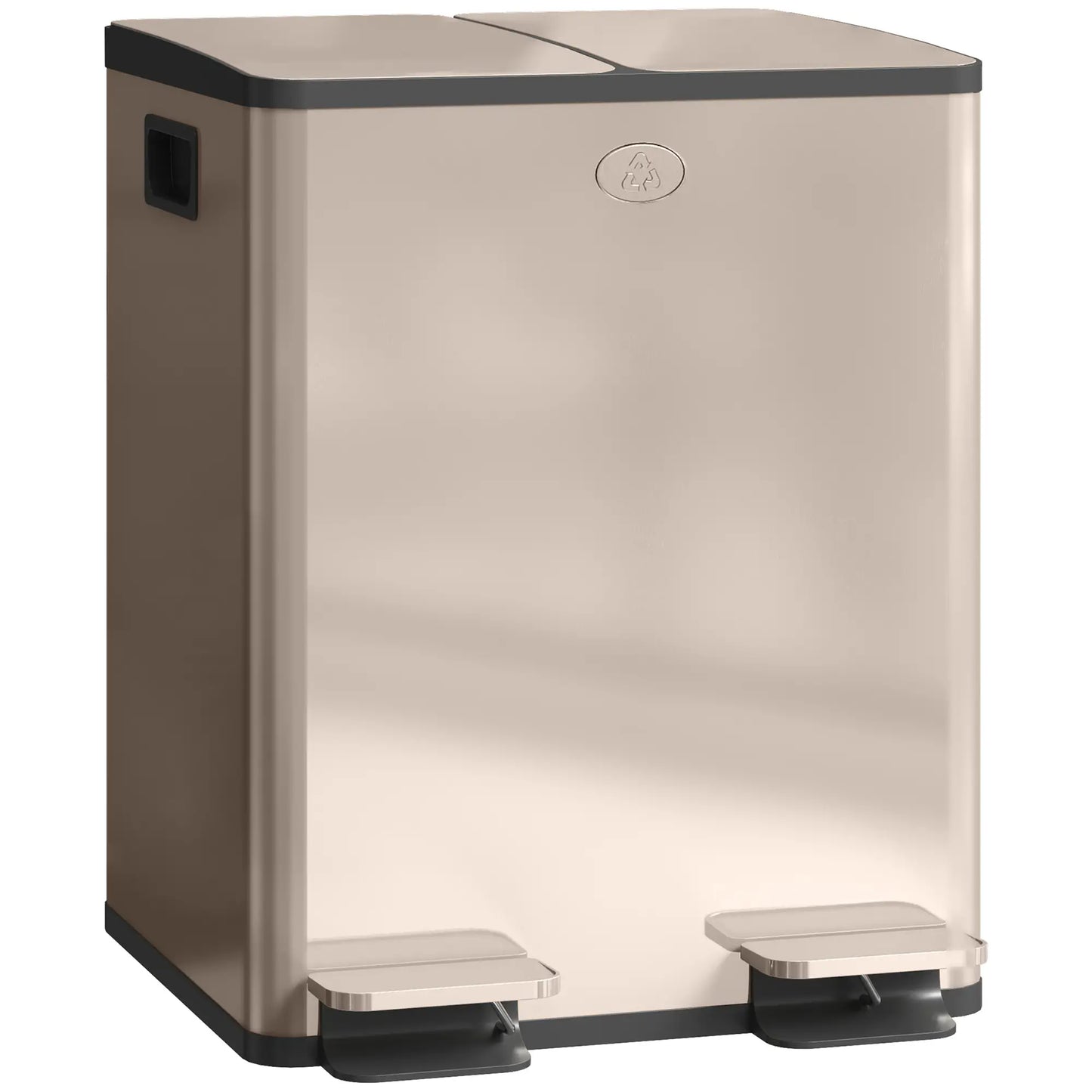 Dual Garbage Bin, Soft Close Trash Can, 2 x 20 Liter, Gold Household Supplies at Gallery Canada