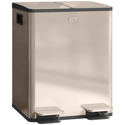 Dual Garbage Bin, Soft Close Trash Can, 2 x 20 Liter, Gold Household Supplies at Gallery Canada