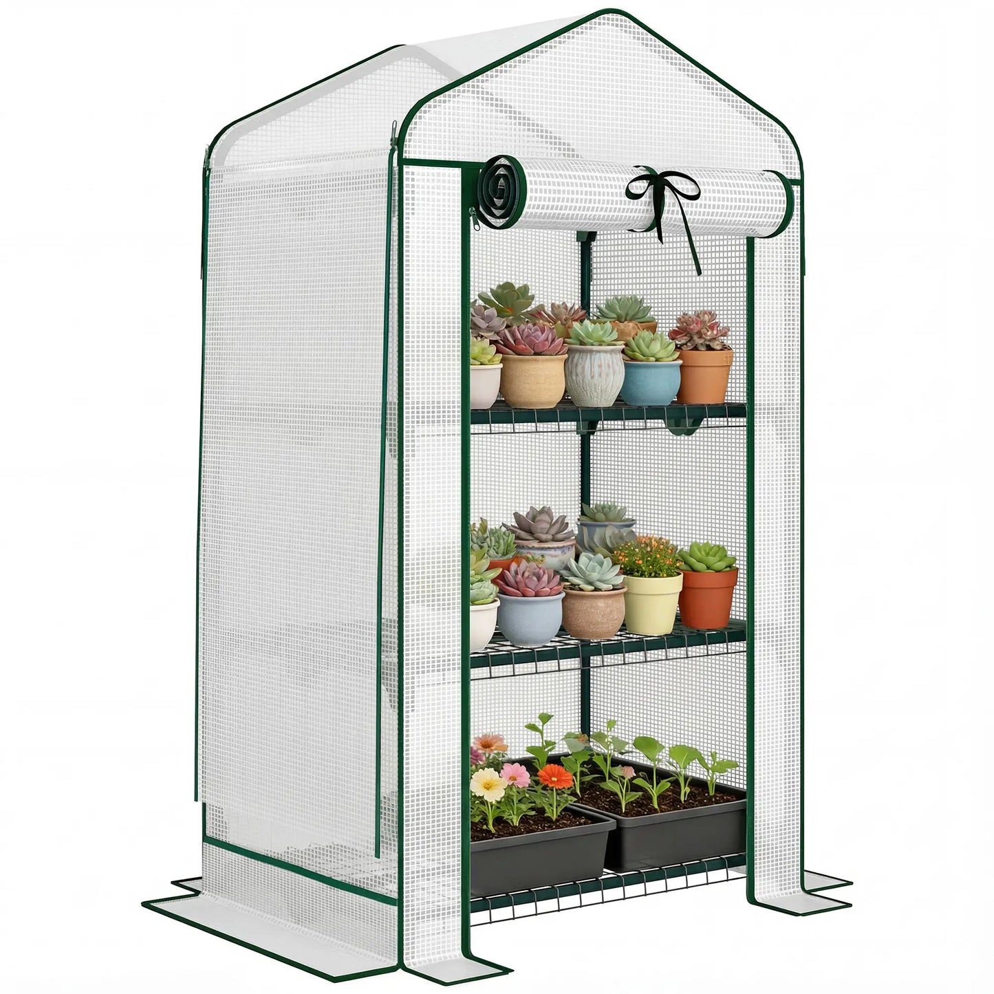 Mini Greenhouse With Screen Roof, 27.6" x 19.7" x 50", White Portable Greenhouses at Gallery Canada