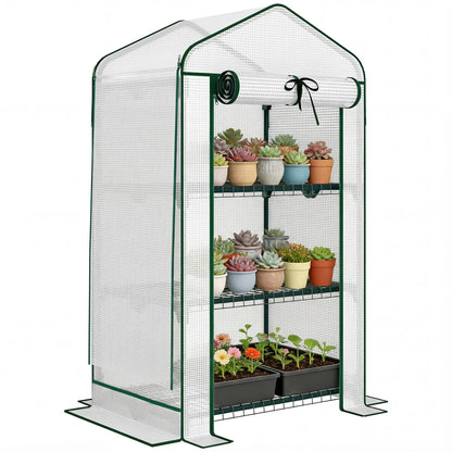 Mini Greenhouse With Screen Roof, 27.6" x 19.7" x 50", White Portable Greenhouses at Gallery Canada