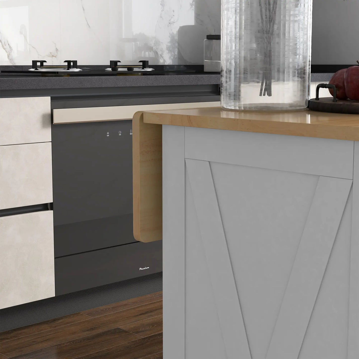 Rolling Kitchen Island, Drop Leaf, 2 Drawers, Adjustable Shelves, White Kitchen Islands & Kitchen Carts at Gallery Canada