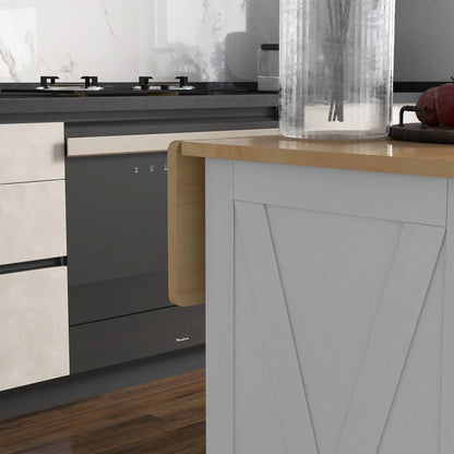 Rolling Kitchen Island, Drop Leaf, 2 Drawers, Adjustable Shelves, White Kitchen Islands & Kitchen Carts at Gallery Canada