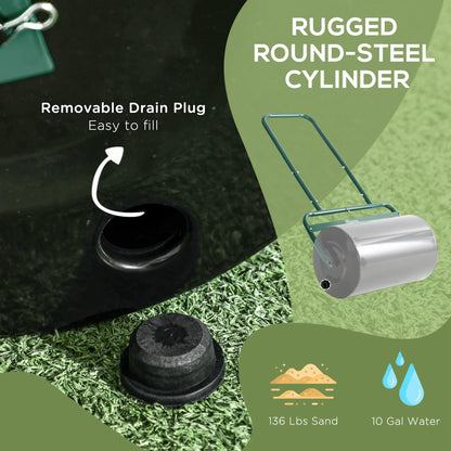 Heavy Duty Lawn Roller, 20" Push Tow Sod Roller, Grass Flattener, 11gal Water 136lbs Sand, Green Lawn Rollers at Gallery Canada
