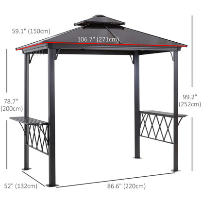 Outdoor Hardtop Grill Gazebo, BBQ Canopy With 6 Hooks, Double Vented PC Roof BBQ Grill Gazebos at Gallery Canada