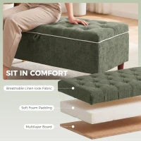 Banc coffre de rangement, assise aspect lin, 264 LBS, vert