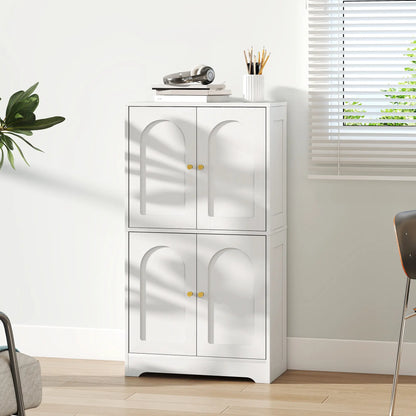 43" Kitchen Pantry Cabinet, Freestanding, 4 Arched Doors, 2 Adjustable Shelves, White Kitchen Pantry Cabinets at Gallery Canada