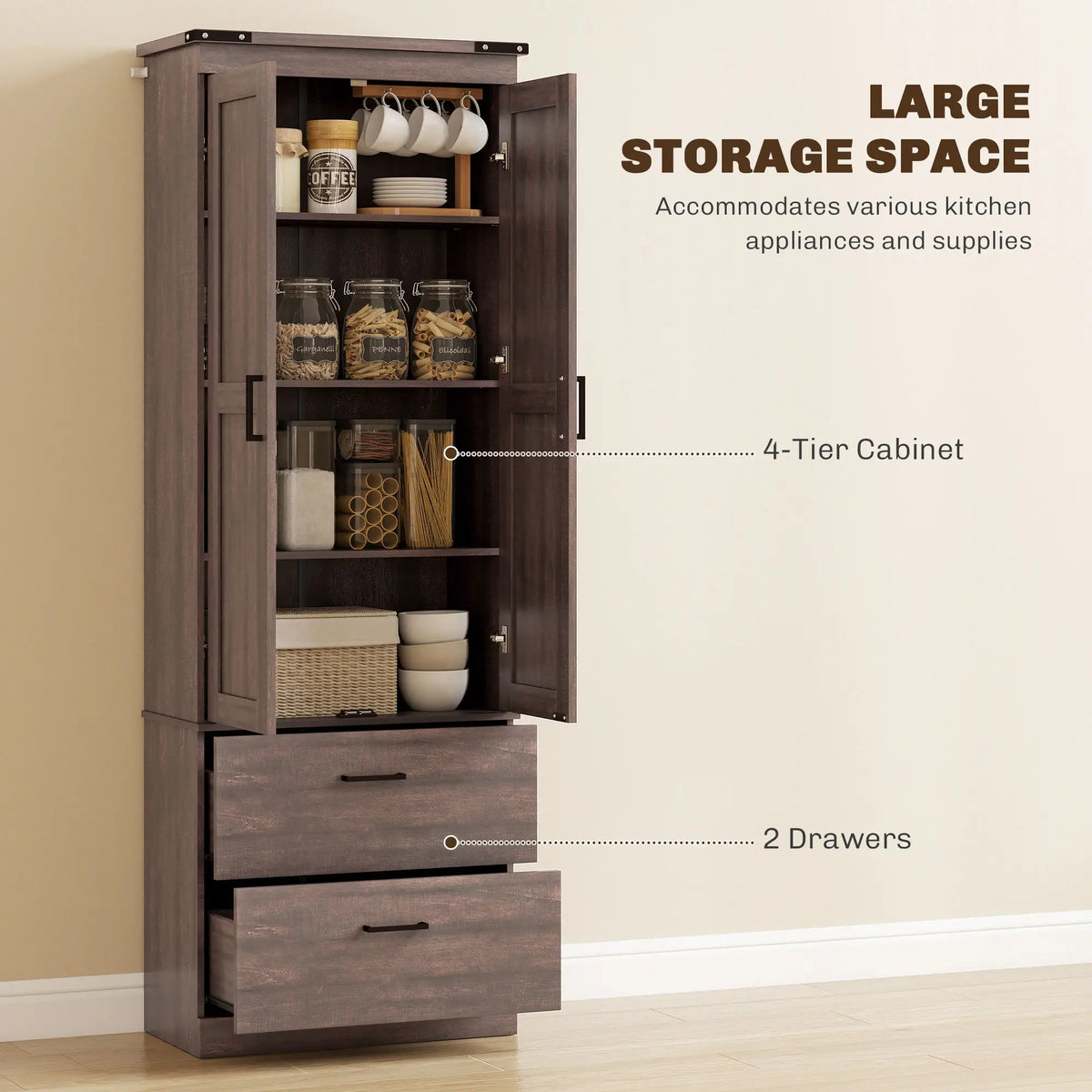 67" Tall Kitchen Pantry Cabinet, Doors, Drawers, Adjustable Shelves Kitchen Pantry Cabinets at Gallery Canada