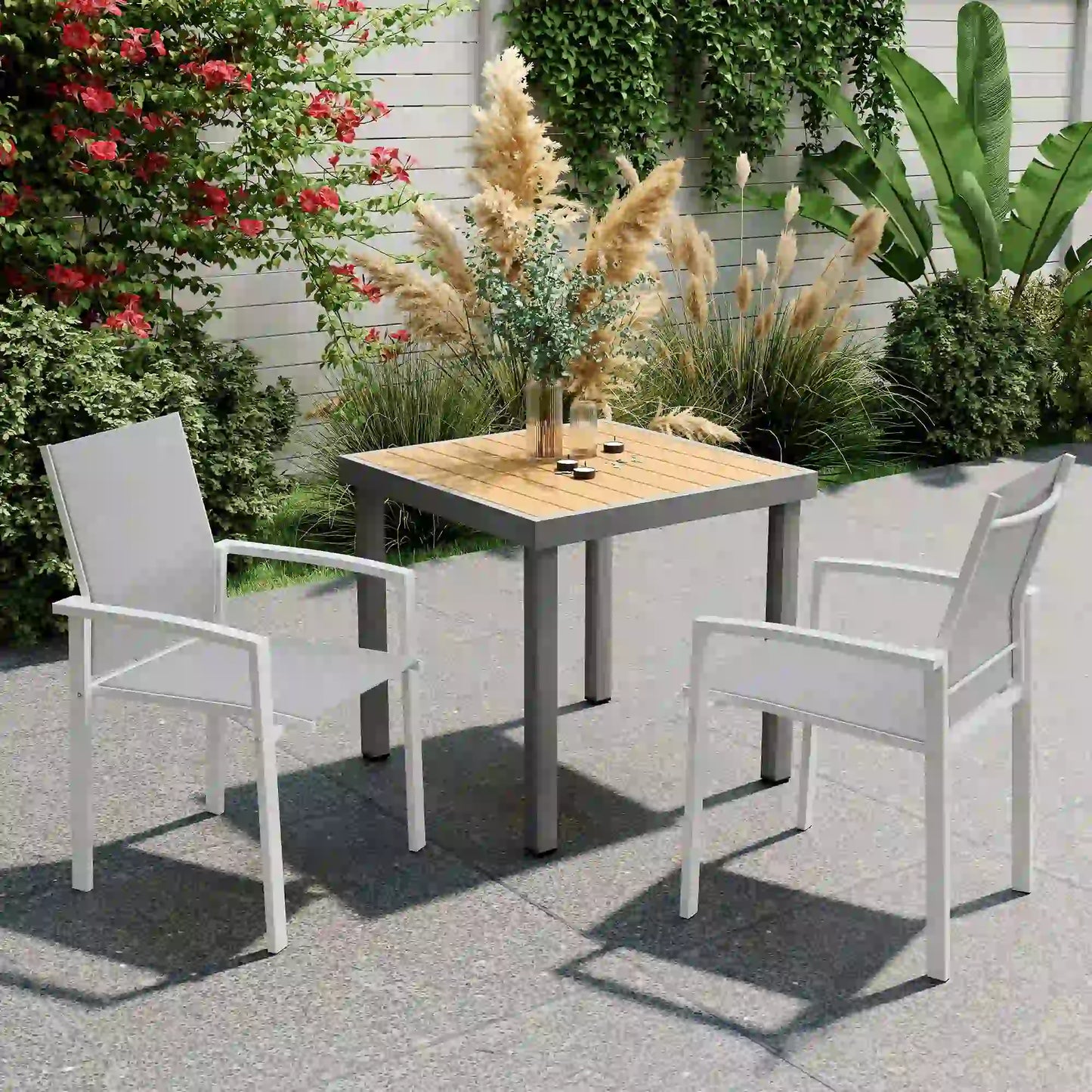 Stackable Patio Dining Chairs, Set of 2, Light Grey Patio Chairs at Gallery Canada