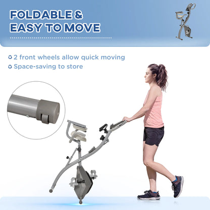Folding Exercise Bike, 8-Level Magnetic Resistance, Adjustable Seat, Grey Exercise & Stationary Bikes at Gallery Canada