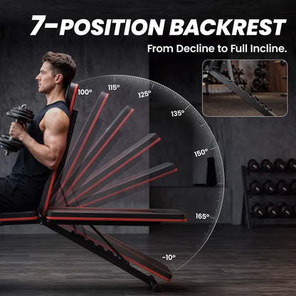 Folding Weight Bench, 7-Position Adjustable Incline Decline Weight Benches at Gallery Canada