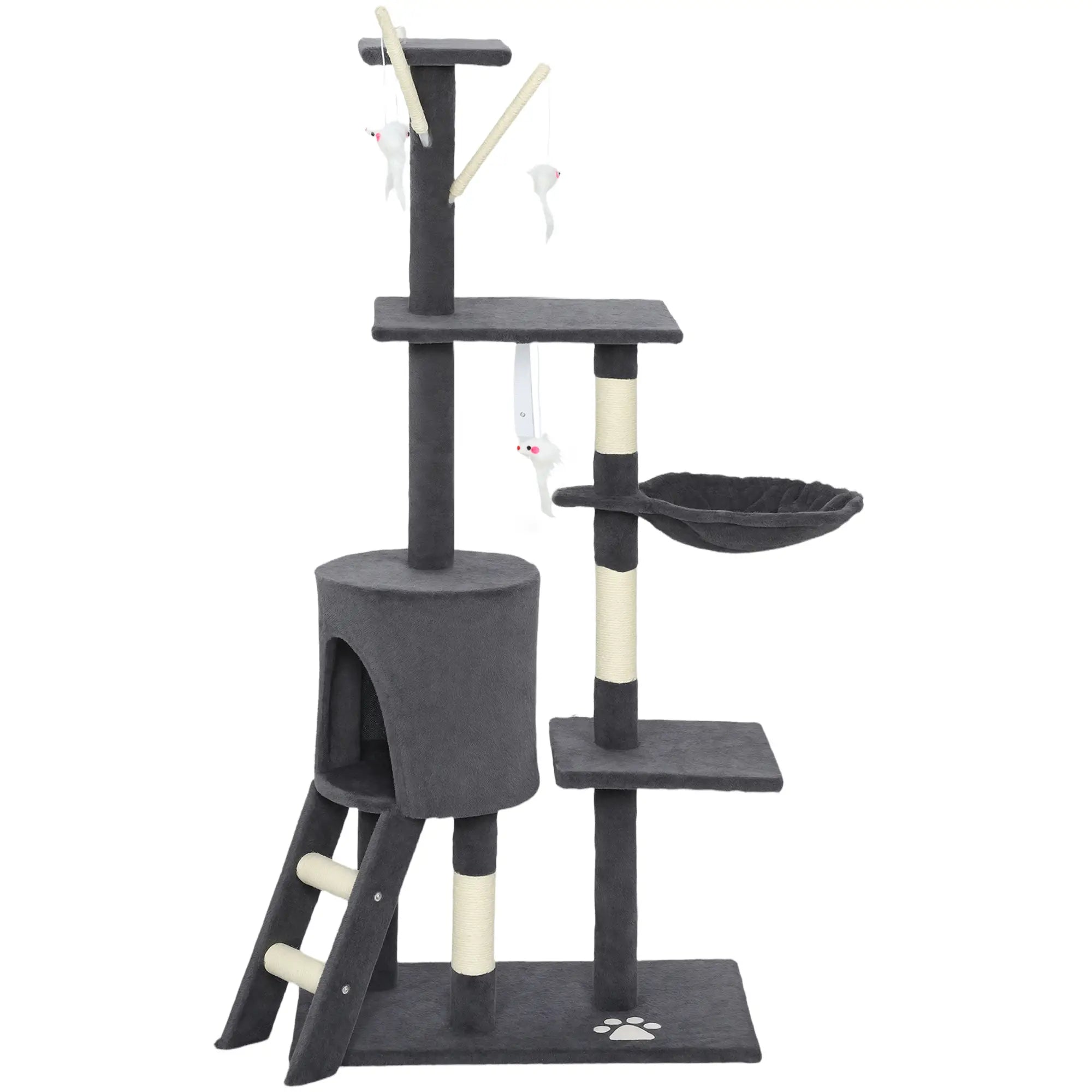 53 Inch Cat Tree Tower, Scratching Posts, Condo, Perches, Dark Grey Cat Towers Dark Grey at Gallery Canada